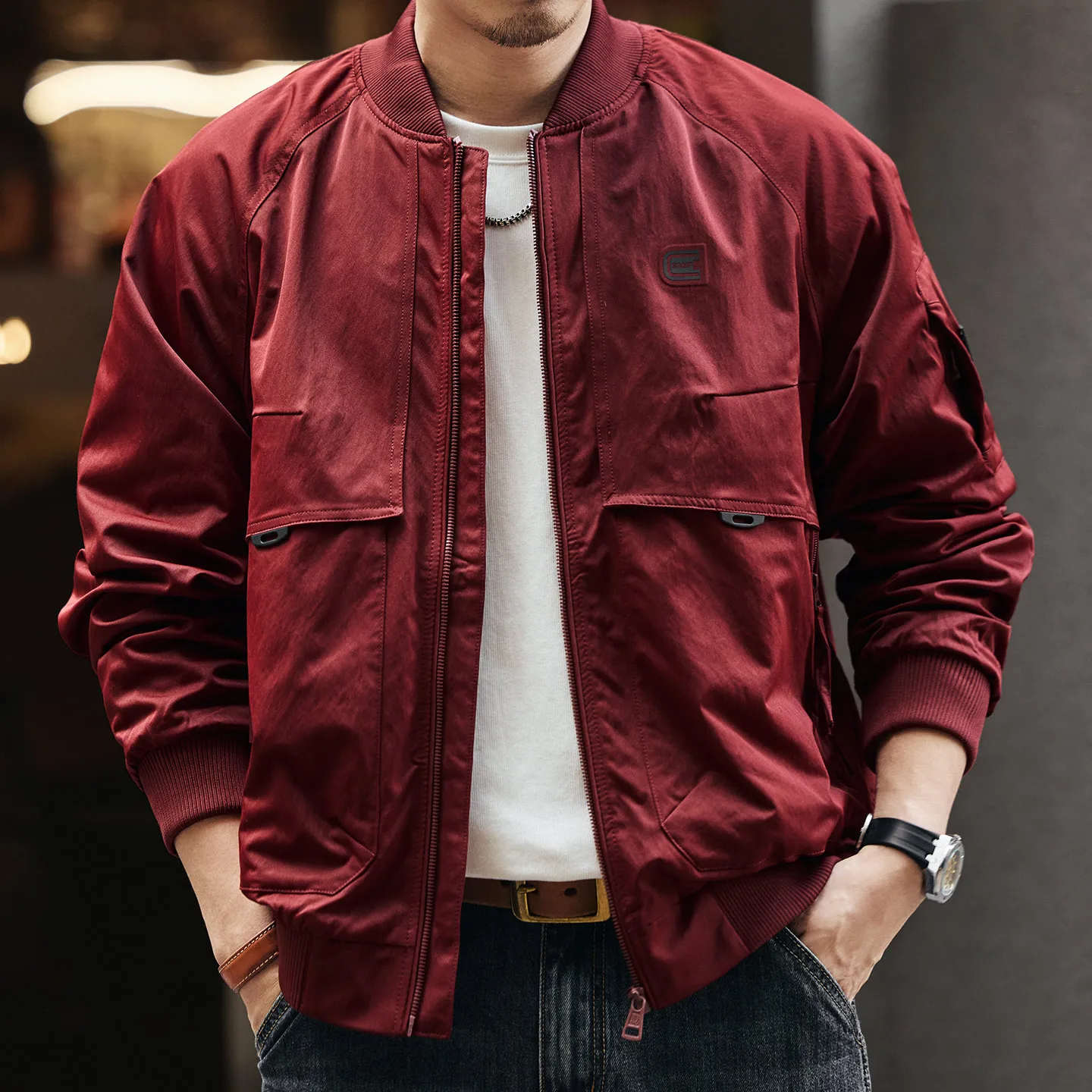 

New autumn and winter trendy retro casual workwear baseball jacket loose jacket
