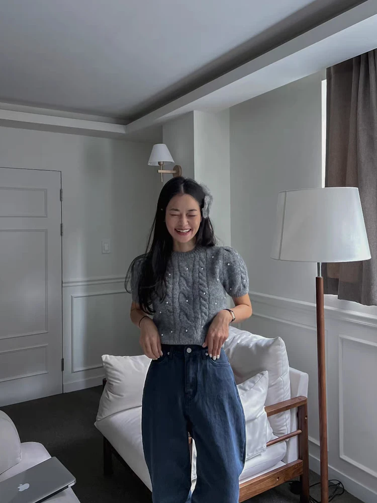 Ele ort Sve round Ne Twisted Sweater Women's Korean Sle Spring Autumn Winter Design Knitted Top Faionable