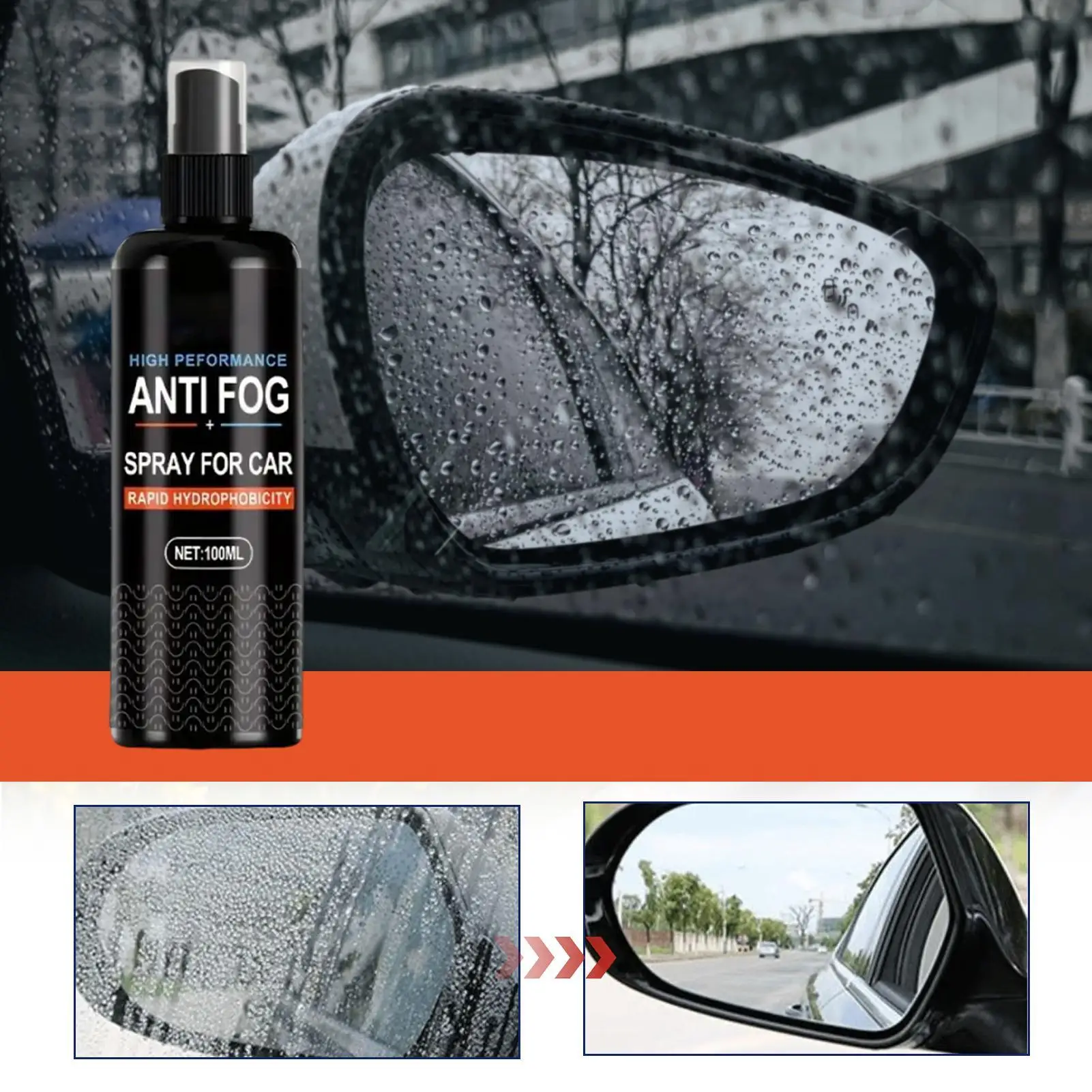 

100ml Car Glass Anti-fog Agent Windshield Anti Fog Spray Rainproof Agent For Windscreen Mirror Interior Exterior Window