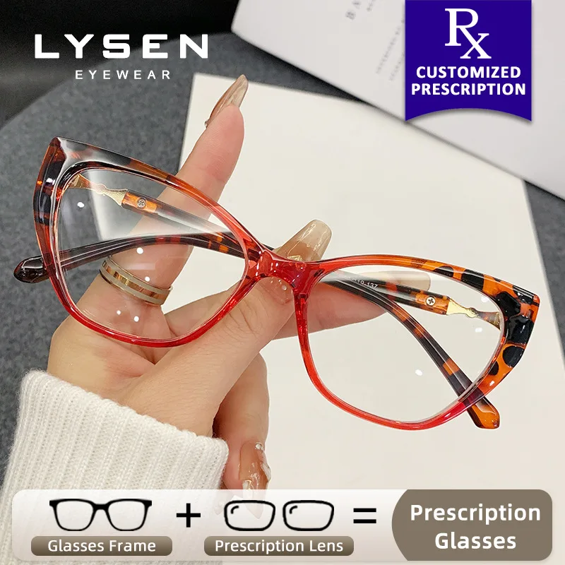 

LYSEN Trendy Cat Eye Women Myopia Prescription Glasses Photochromic Anti Blue Light Computer Glasses Progressive Reading Eyewear