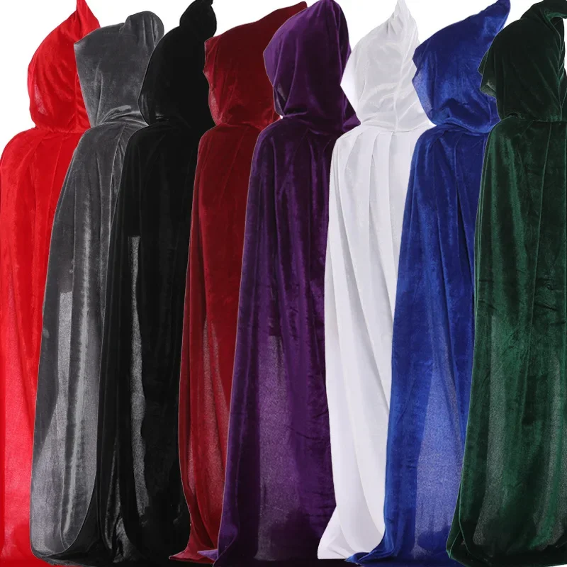 جديد أزياء الهالوين الكبار الاطفال الساحرة عباءة الرأس مقنعين تأثيري حلي الموت عباءة كرنفال حفلة الهالوين كيب طويل 8 ألوان