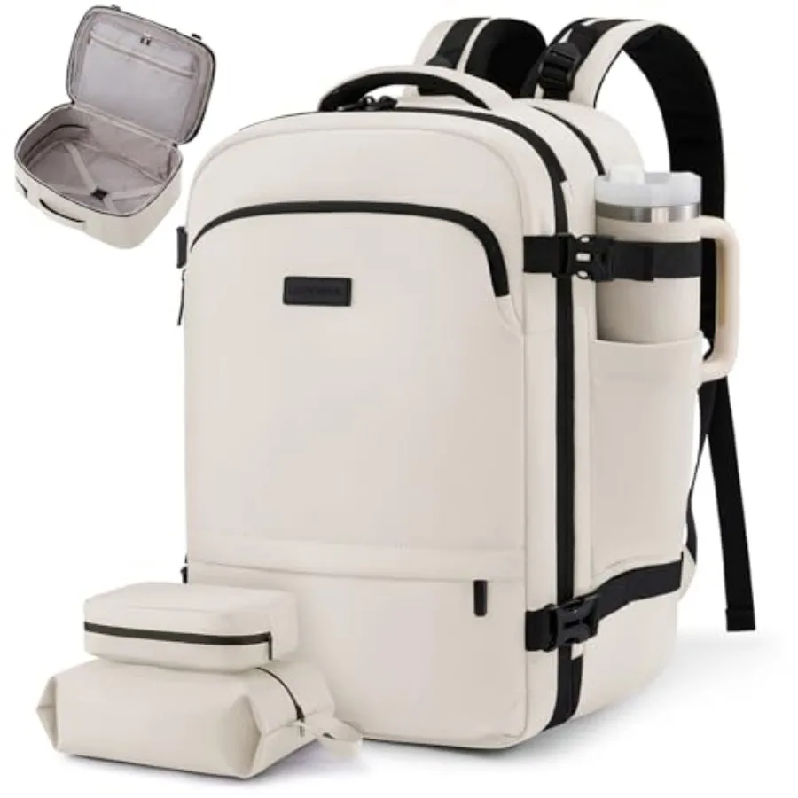 

Carry On Backpack For Women and Men, 45L Personal Item Travel Bag, TSA Travel Backpack for Airplanes with Cup Holder, Business