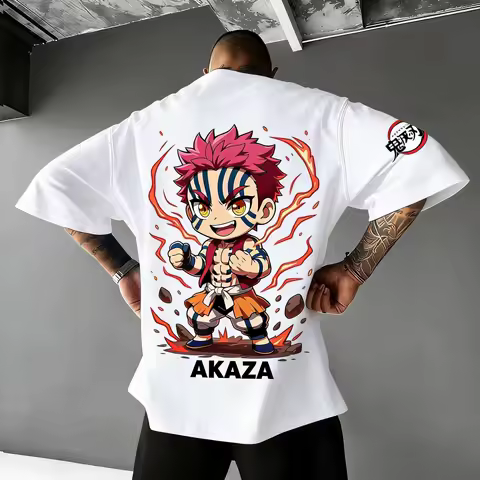 2026 New Anime Demon Slayer Akaza Nezuko&zwnj; Tanjiro&zwnj; T Shirt Summer Cotton Men Women Streetwear Casual Trend Short Sleeve Top