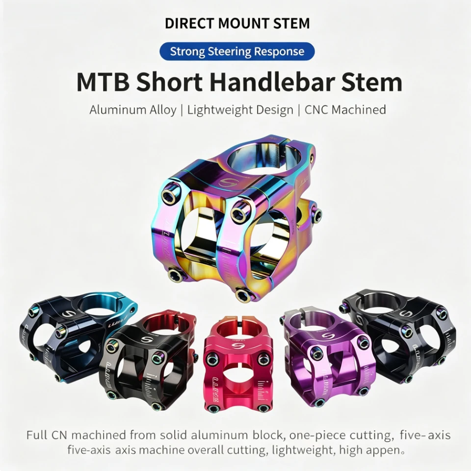 MTB Road Bike Stem CNC Mountain Bicycle Bridge Short Power 31.8mm High Strength Climbing Riser
