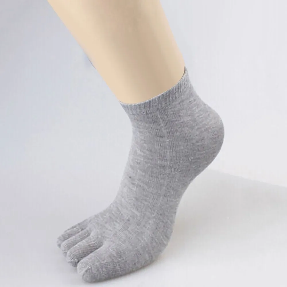 Осенние мужские хлопковые эластичные мягкие короткие носки с пятью пальцами до щиколотки с круглым носком носки с пальцами повседневные деловые однотонные мужские носки