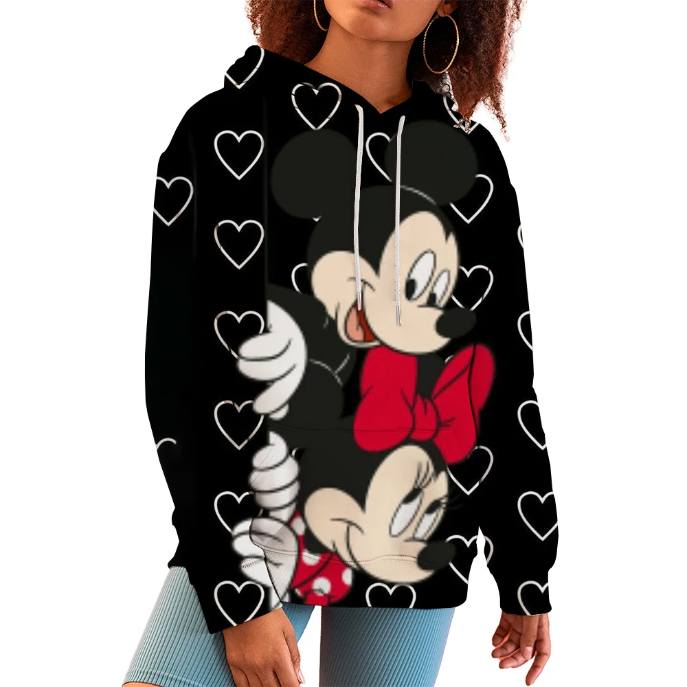 Autumn Mickey Mouse Printed Hoodie Women Fashion Korean Hooded Sweatshirts Woman Y2K Streetwear Loose Hoodies