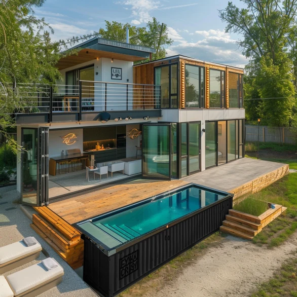 Hot Sale Portable Container Swimming Pool 20ft Ground Pool with Filtration Equipment and Window Design for Backyard Resort