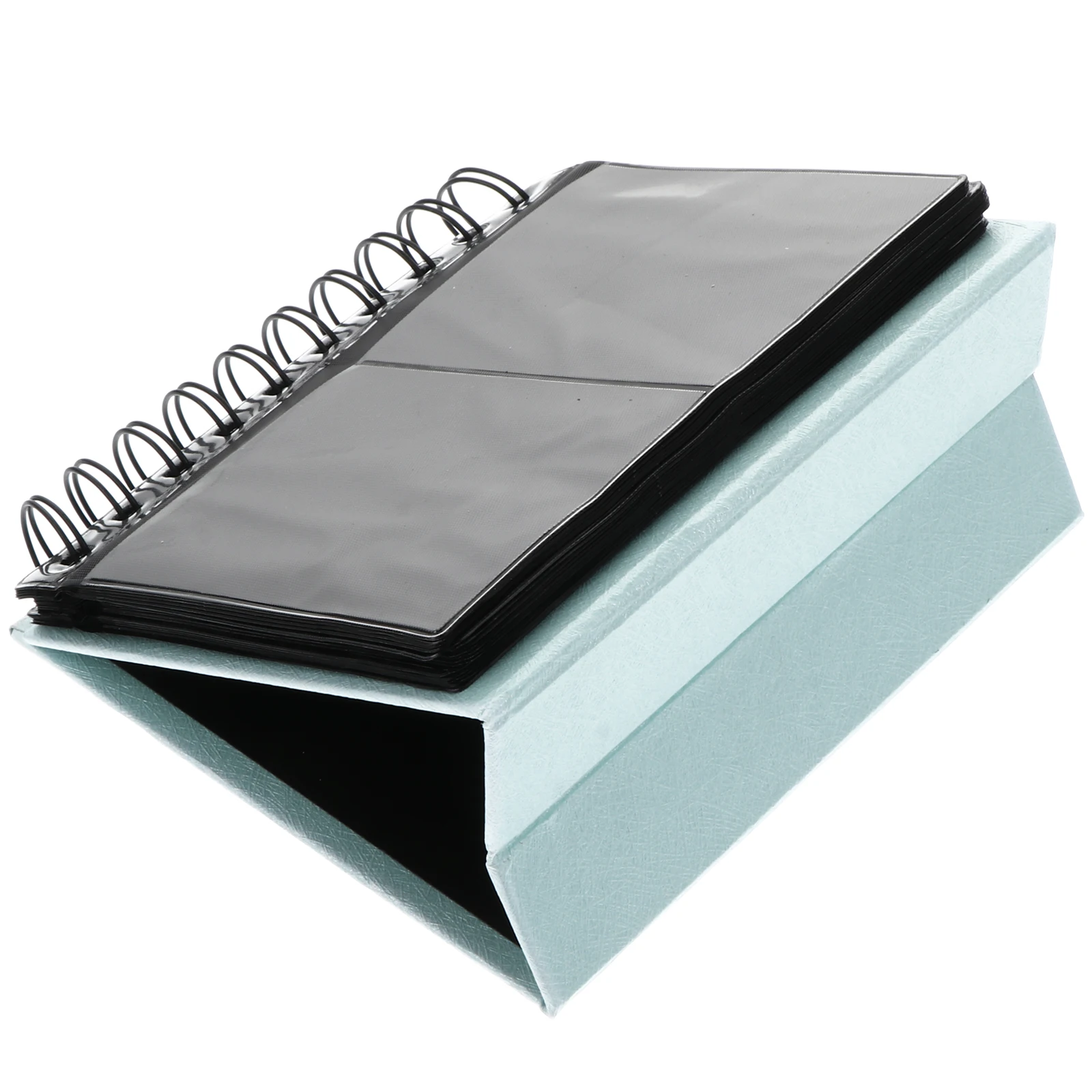 

Mini Photo Album 68 Pockets 17 Pages PVC Material Wedding Baby Photos Card Holder Desk Calendar Travel Record Blue Color