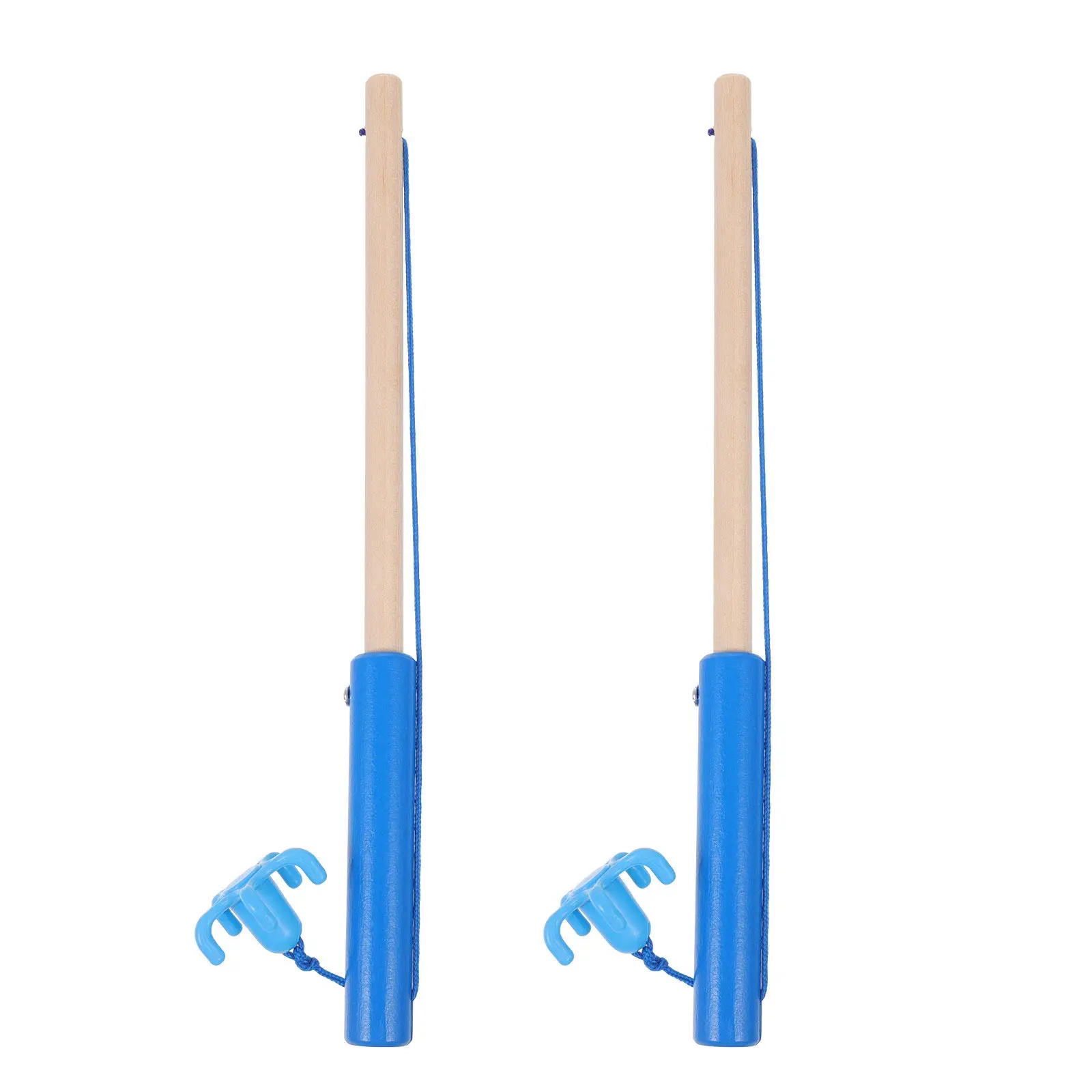 2Pcs Wooden Fishing Rod Kids Fishing Game Rod Educational Brain Exercise Social Play Educational