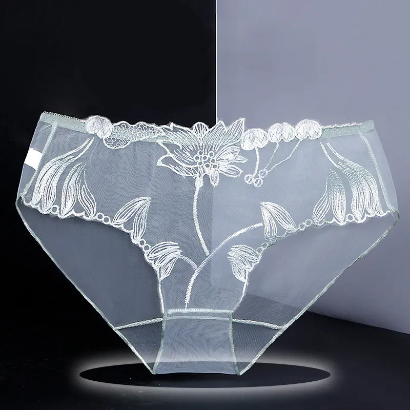 Sexy Spitze Höschen Slips Mesh hohle Blumen stickerei niedrige Taille transparente weibliche Dessous ultra dünne Frauen nahtlose Unterwäsche