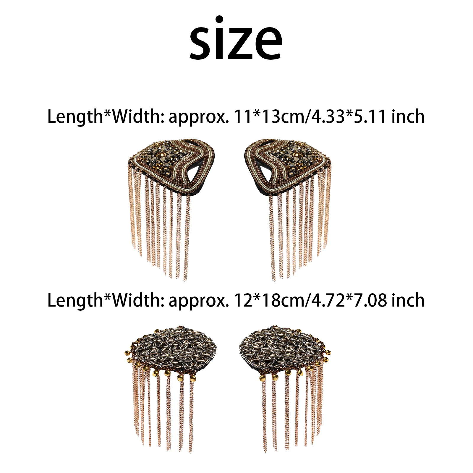 

Vintage Alloy Shoulder Epaulets Beaded Epaulettes Long Tassels Brooch Epaulet Pin Shoulder Pad Badges Sewing Clothing Accessorie