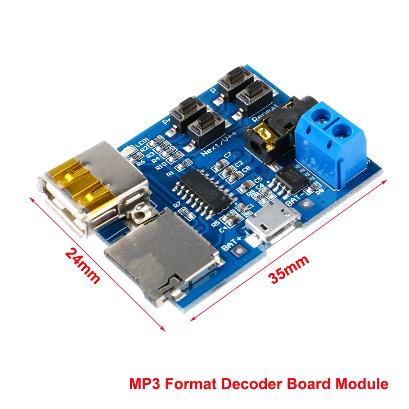 1pcs MP3 Format decoder board module TF card U disk 2W Amplifier Module for Arduino GM Power Supply Module