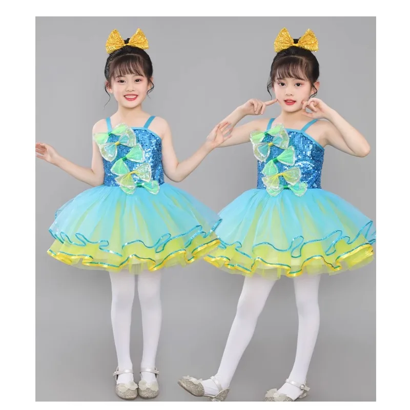 Nowe cekiny Międzynarodowy Dzień Dziecka Przedszkole Puszysta spódnica Dziecięca sukienka baletowa Kostium wydajnościowy Sukienka księżniczki