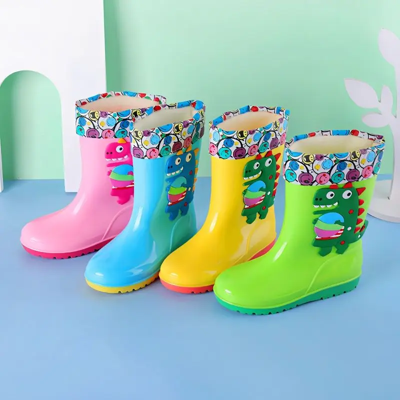 Waterproof Kids Rain Boots Non Slip Cartoon Pattern for Boys Girls Age 1 18 Cute PVC Rubber Outdoor Shoes