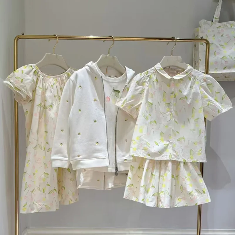 Pre-sale(ship March) 2026 BP NEW Spring Summer Baby Girls Print Dress T-shirt for Kids Shirt and Skirt Children Sets