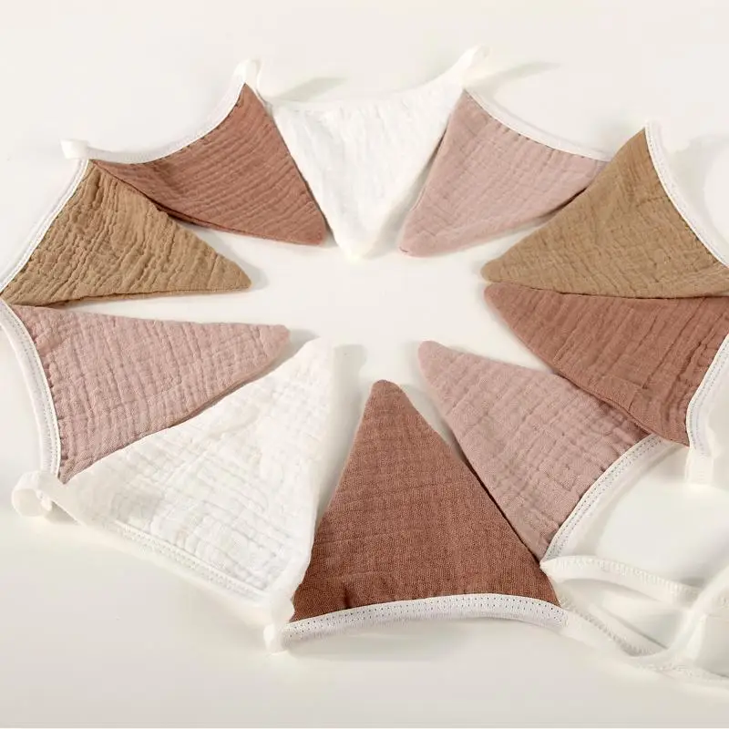 Pennant Banner Flags Eco-Friendly Washable Cotton Fabric Triangle Garlands for Outdoor Picnic Home Party Decoration