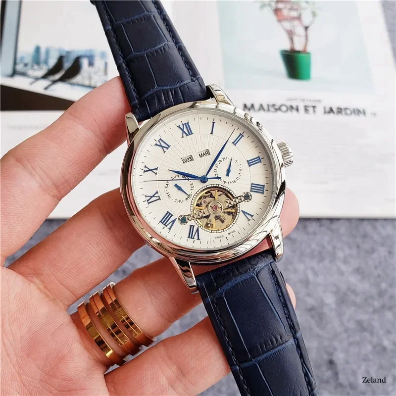 Montre automatique de luxe pour hommes, cristal saphir, étanche, aiguilles lumineuses, bracelet en cuir, Style Business, livraison gratuite, 2025 ​ ​