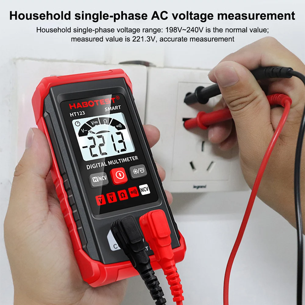 Huabo HT123 fully intelligent digital multimeter, no need for gear shifting, small mini, fully automatic recognition