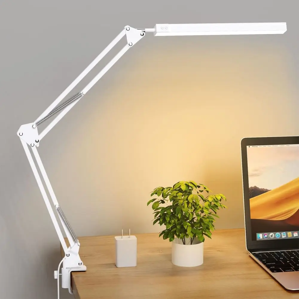 

LED Desk Lamp with Clamp Eye-Caring Desk Light with Clamp Swing Arm Lamp 3 Color 10 Dimmable Brightness for Home Office Reading