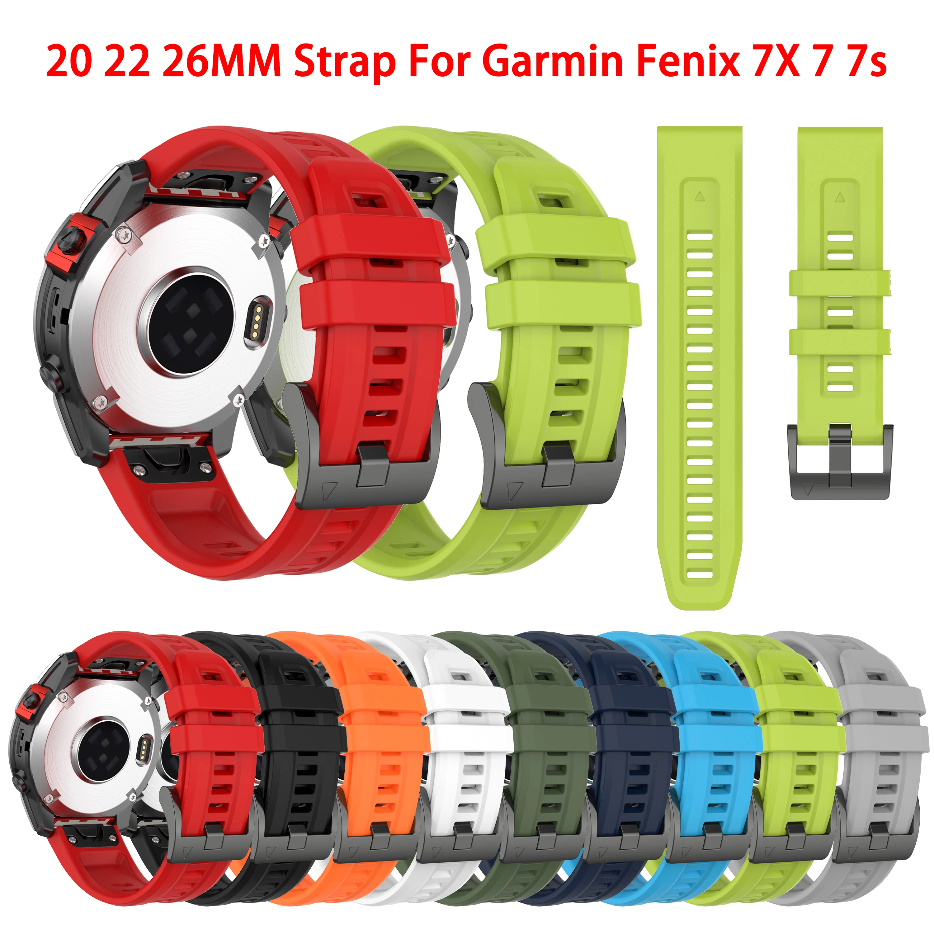 26 22 20MM silikon saat kayışı sapanlar Garmin Fenix 7X 7 7s 5 5X artı kolaylık bileklik Fenix 6X 6 Pro 6s akıllı saat bilezik