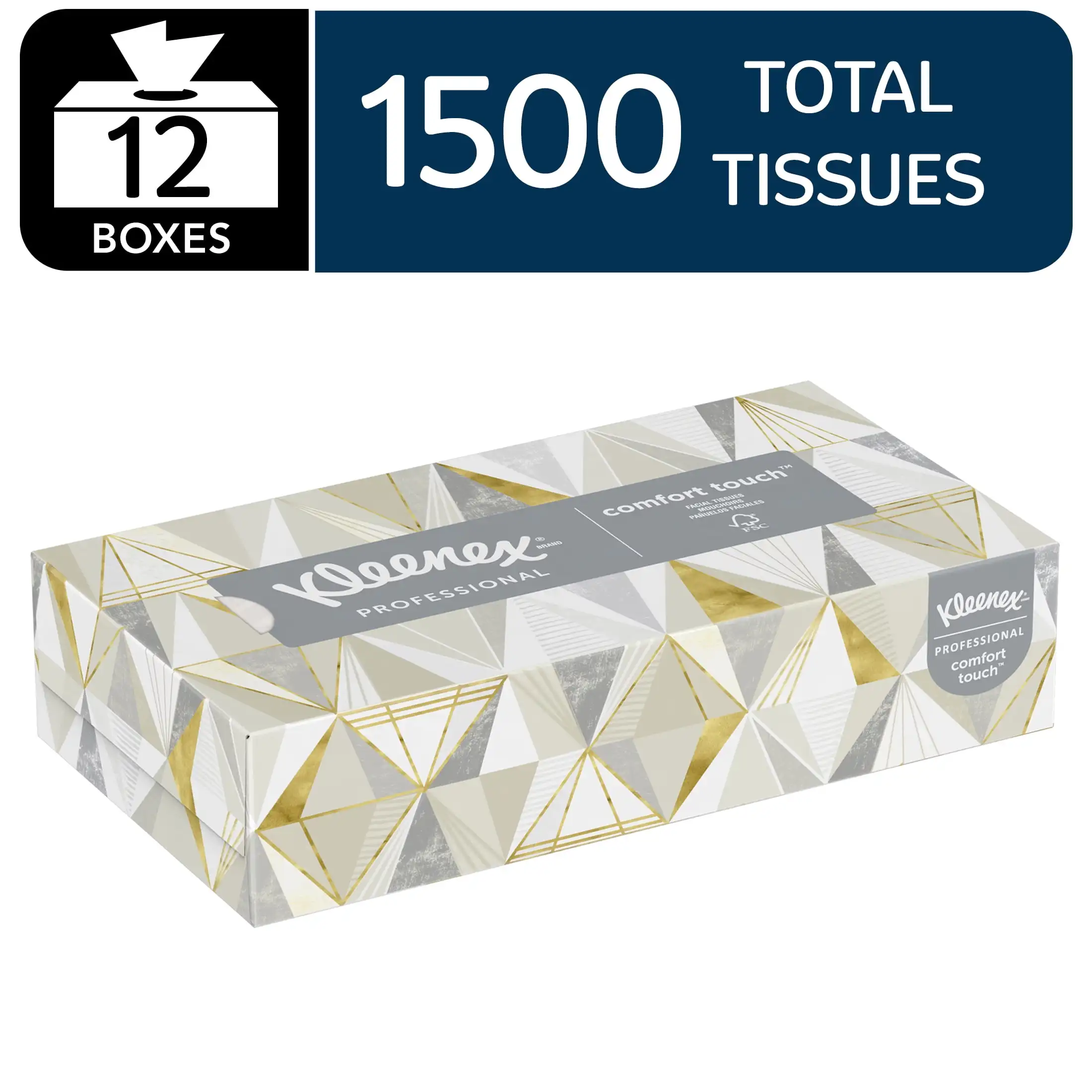 

Kleenex Facial Tissue, Bulk (03076), 2-Ply, Soft & Strong, 12 Boxes of 125 Tissues, Compact Case