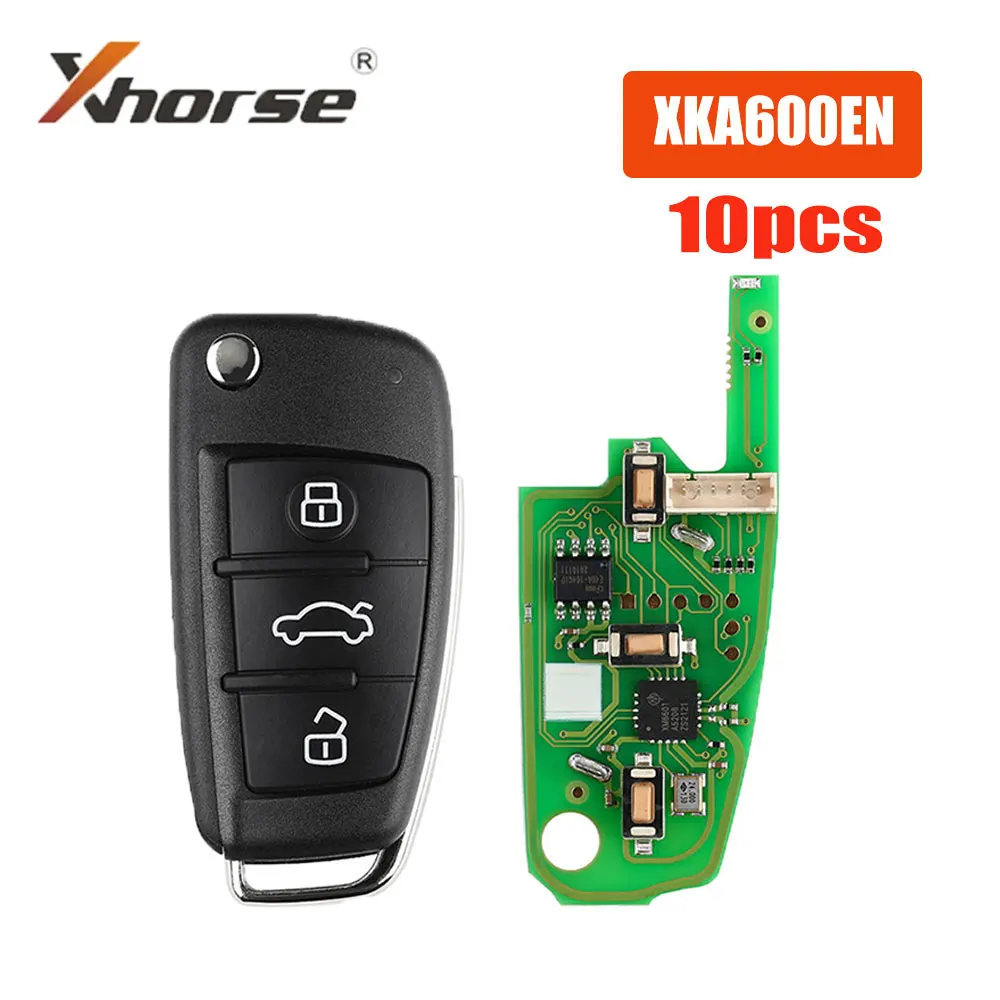 

10PCS Xhorse XKA600EN VVDI2 Car Remote Key for Audi A6L Q7 Type Universal Wired Remote Key 3 Buttons Car Key for VVDI Key Tool