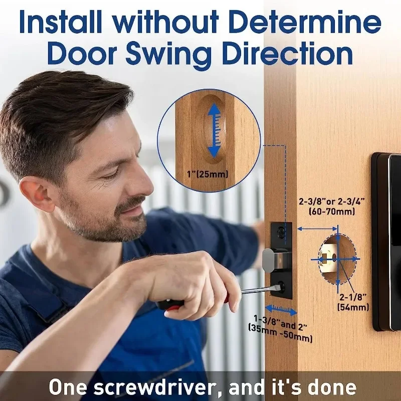 Smart code lock Keyless entry door lock with touch screen keypad Easy to install APP to unlock 50 user codes