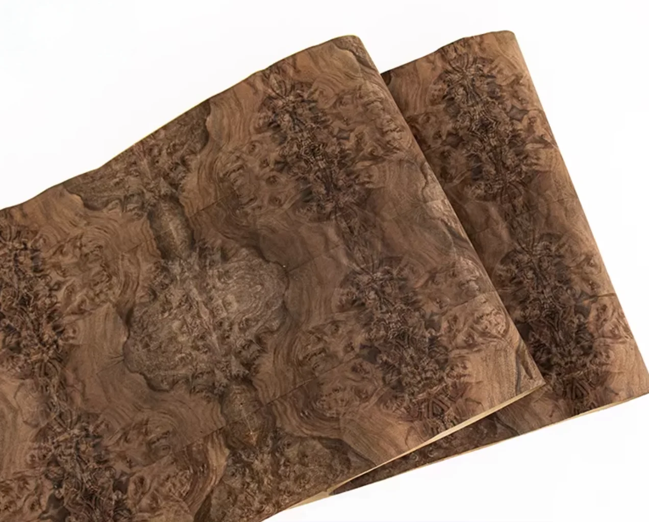 

0.25MM Kraft Paper Backed Natural Black Walnut Burl Spliced Wood Veneer Sheet Wall Panel Decoration Veneer