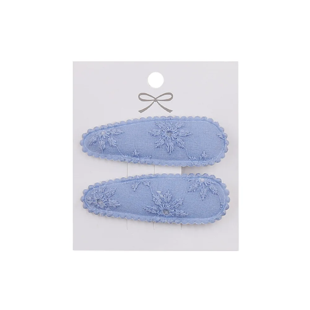 2pc Blumendruck 2 Zoll Basic Snap Baby Haar Tropfen Clips Spitze Stickerei Haar Klemme Pins Haarnadeln Baumwolle Plaid BB Haarspangen Mädchen – Detail 37
