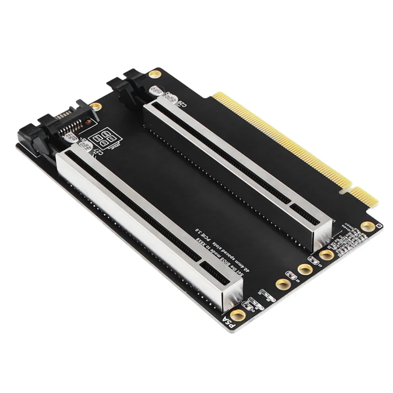 

B63B-Pcie 3.0 X16 To X8X8 Expansion Card Pcie-Bifurcation Gen3 X16 To X8x8 40.4Mm Spaced Slots With Heightened SATA Interface