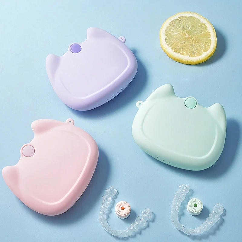 6Pcs Dental Denture Box ​False Teeth Protective Case Silicone Denture Tray Box Orthodontic Braces Retainer Case Vent Holes