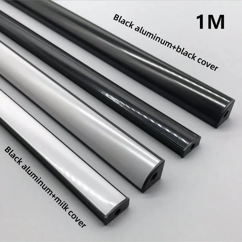Black Cover 10-50 Pieces/Pack LED Aluminum Profile 1m/Piece U/V Shape Suitable For 8-12mm LED Light Strip Housing Channel