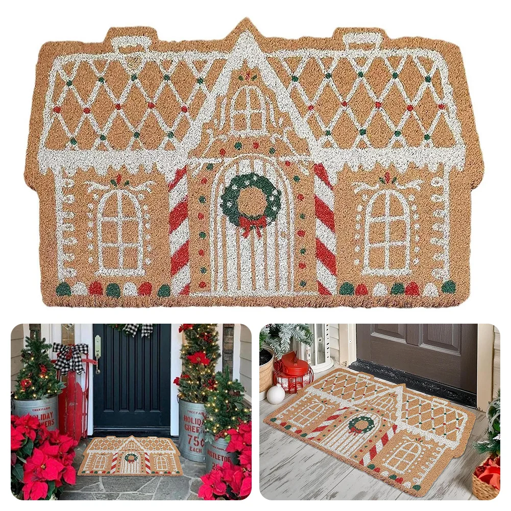 

Рождественский пряничный дверной коврик, супервпитывающий и нескользящий, безопасный. Зимняя кухонная грелка