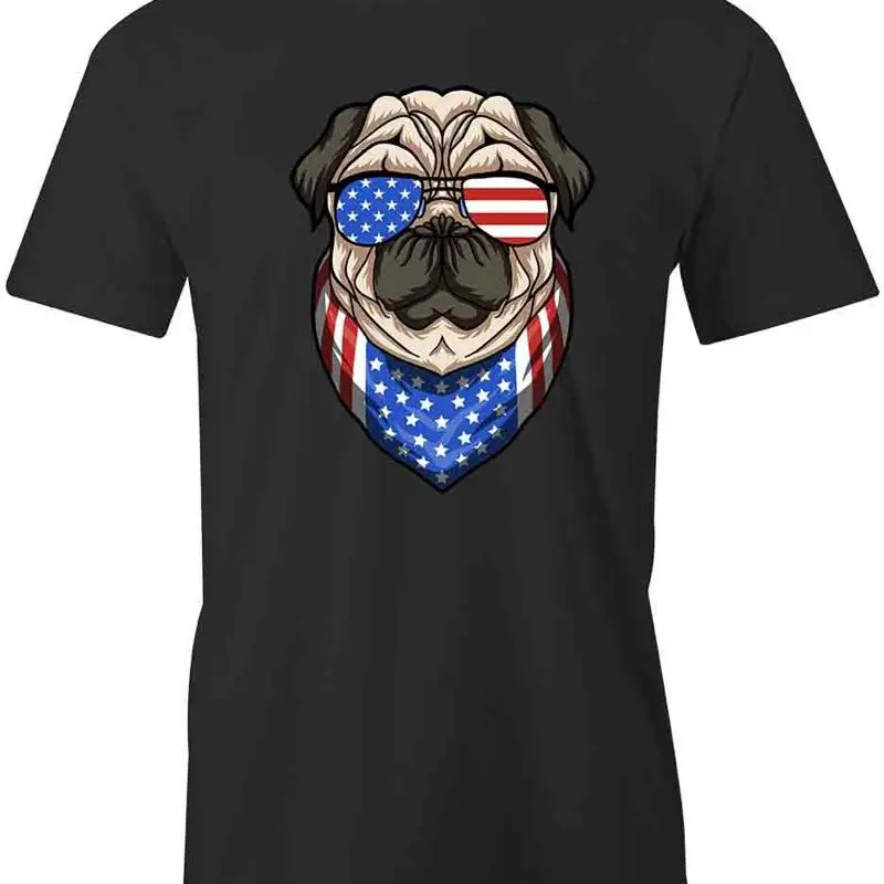 

Футболка с флагом PUG AMERICAN d Хлопковая одежда PATRIOTIC S1BCA35