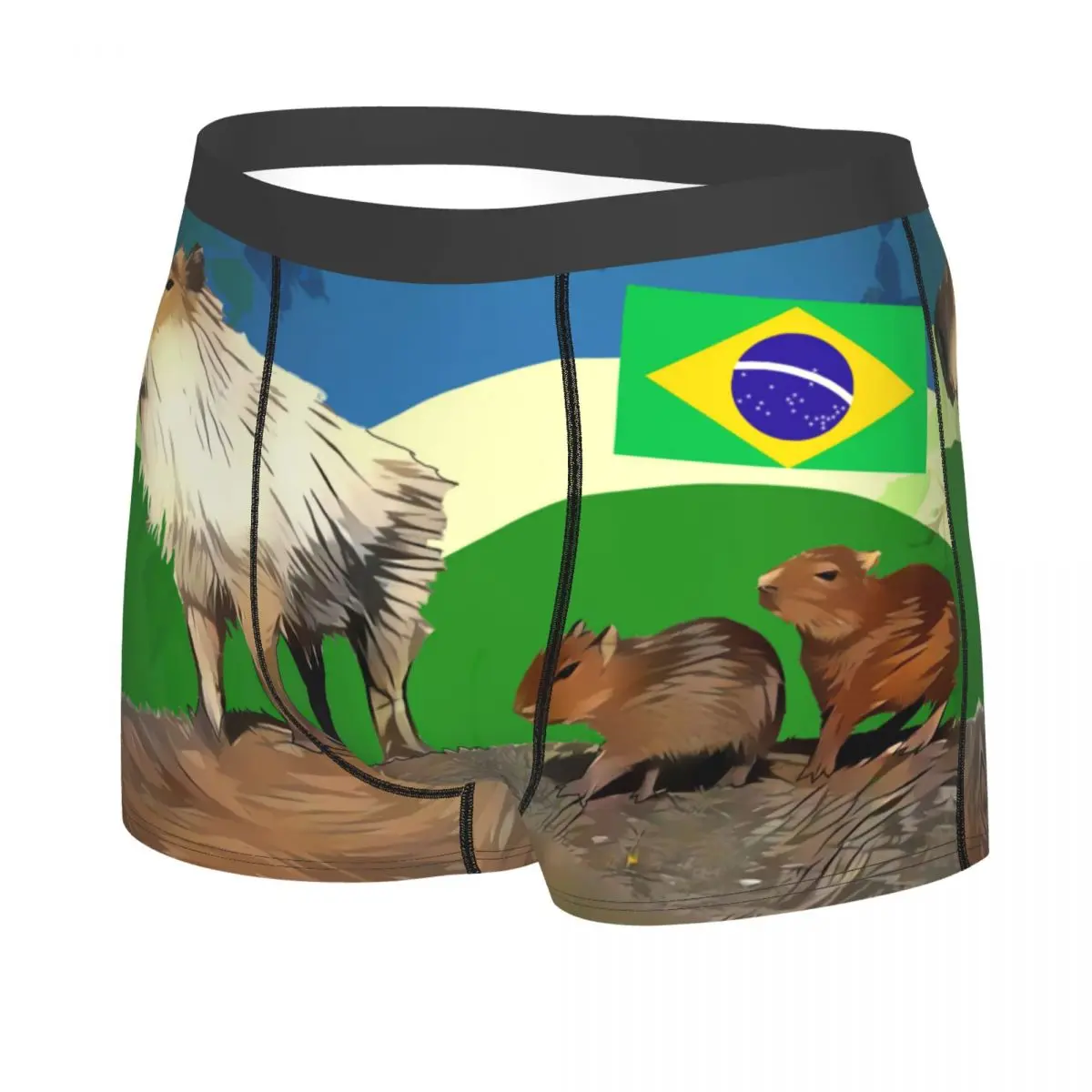 Custom Novelty Capybaras On The Road Boxers Shorts Panties Male Underpants Breathable Briefs Underwear