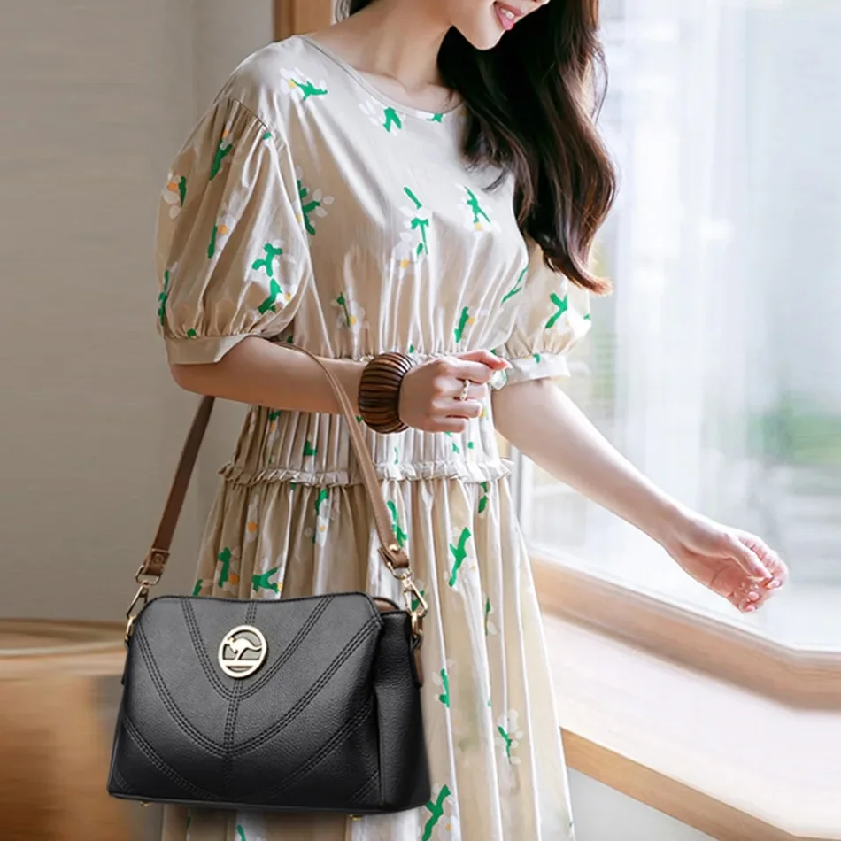 3 Layers Genuine Luxury Fashion High Quality Leather Brand Designer Crossbody Bags for Wom Handbag Shoulder Bag 2024