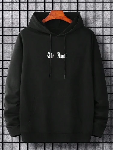 Imagen 2 del producto Otoño e Invierno nueva moda Sudadera con capucha estampada con alas 100% algodón de alta calidad ropa informal para deportes callejeros y Fitness para hombres