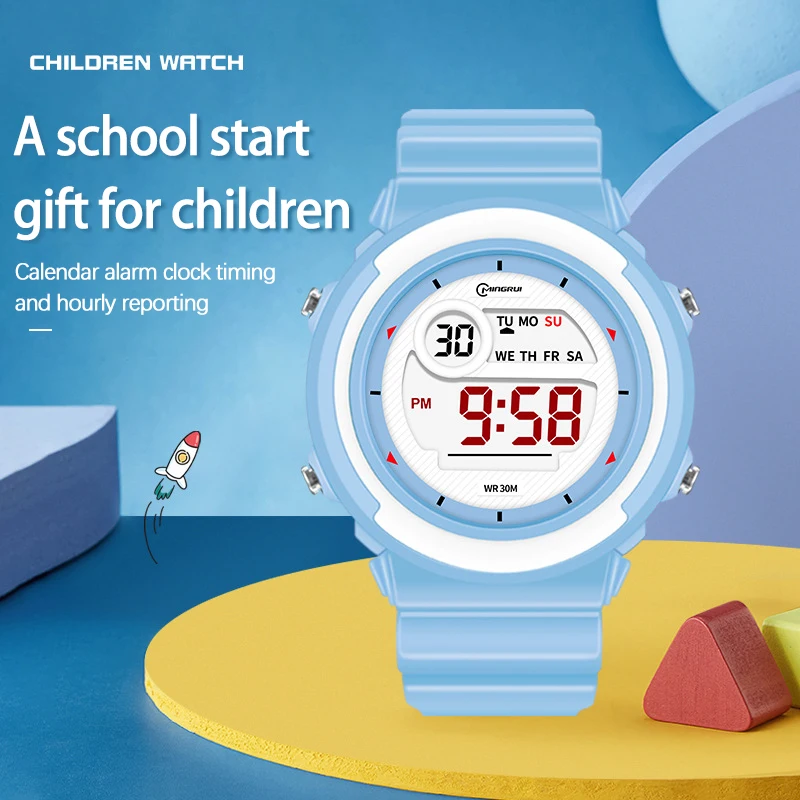 UTHAI CQ421 Children's Watch Night Light Sports LED Light up 30 meters Waterproof Multi functional Electronic Watch Clock Gift