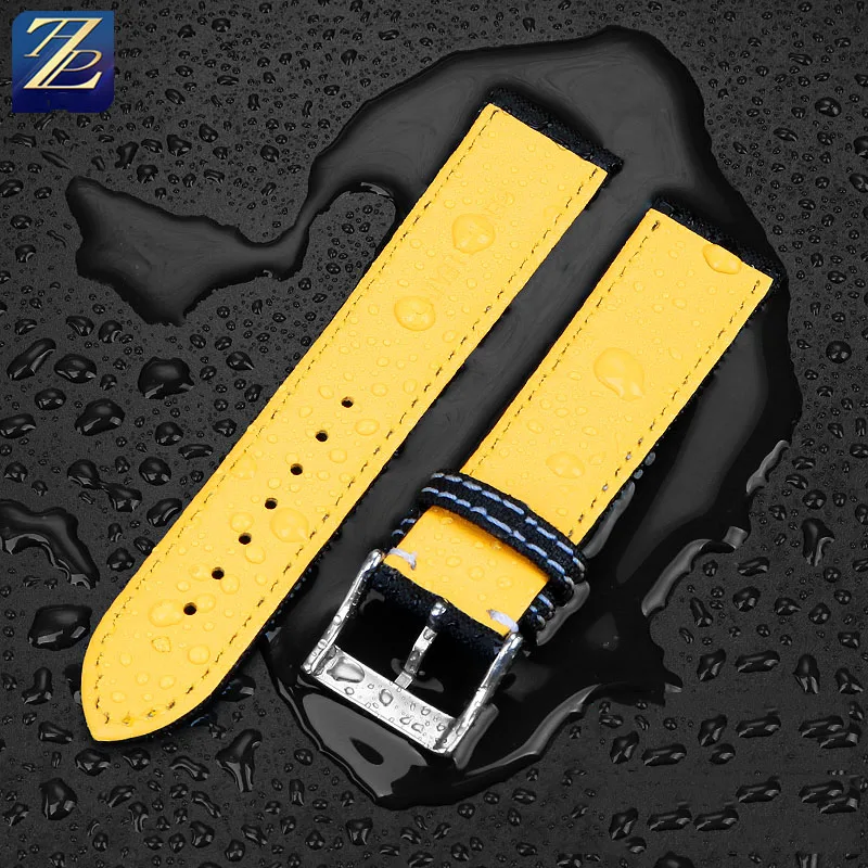 男性用ナイロンウォッチバンド,深海ダイビング用レザーストラップ,海のオオカミ,黄色,オオカミ,超海,22mm, 24mm