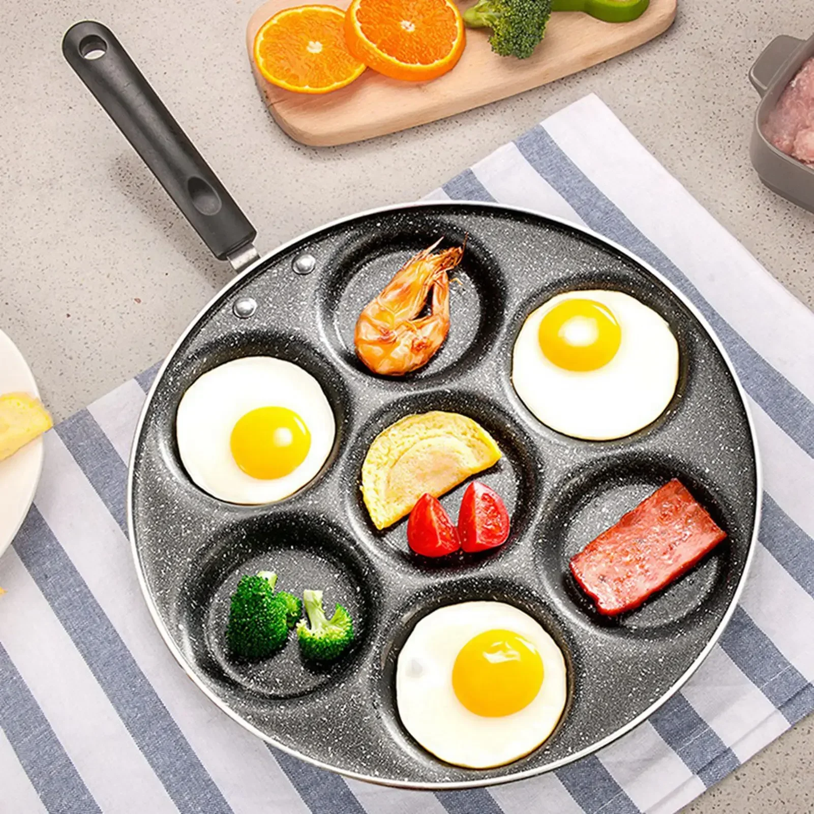 7 Holes Frying Pan Non Stick Fried Eggs Cooking Pan Burger Mold Household Kitchen Cookware