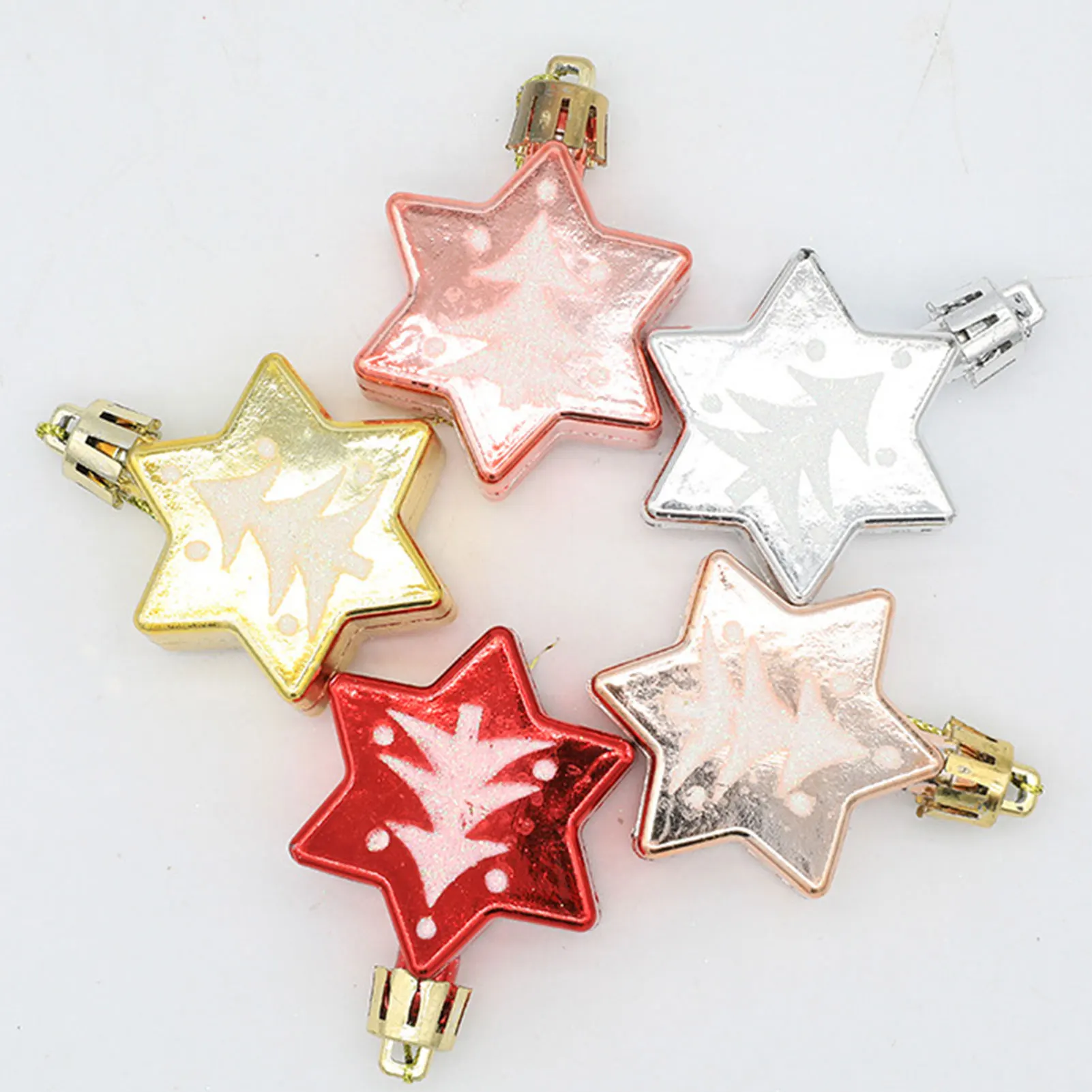 Christmas Hanging Ornaments Star-Shaped Electroplated Rustic Tree Decors Hanging Gift Xmas Decor