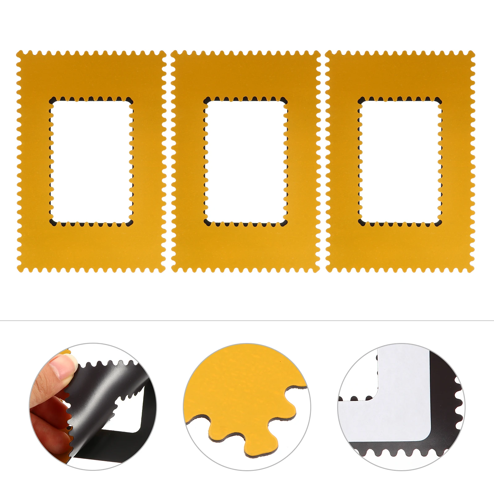 

3 Pcs Frames Magnetic Photo Decor Creative Photograph Flexible Glue Picture Wall Yellow Desktop Ornament Rippled