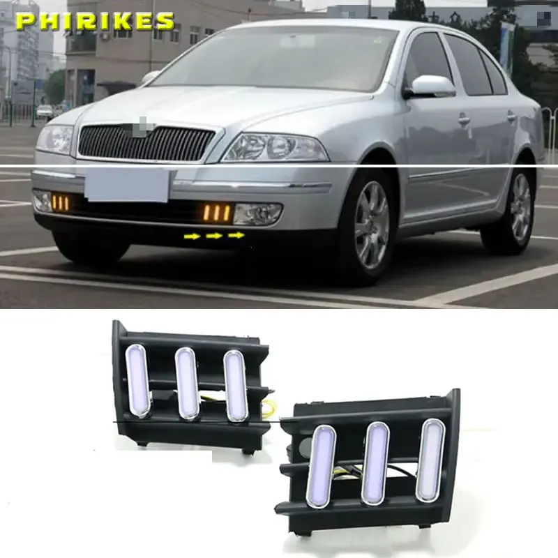 

2PCs/set For Skoda Octavia A5 2007 2008 2009 waterproof daylight Car styling Daylight Daytime Running light led drl