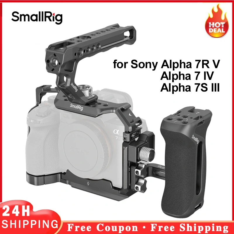 SmallRig Full DSLR Cage for Sony Alpha a7iv A7 IV / Alpha 7S III Advanced Cage Kit L-Bracket Baseplate for Sony A7IV A7m4 3669