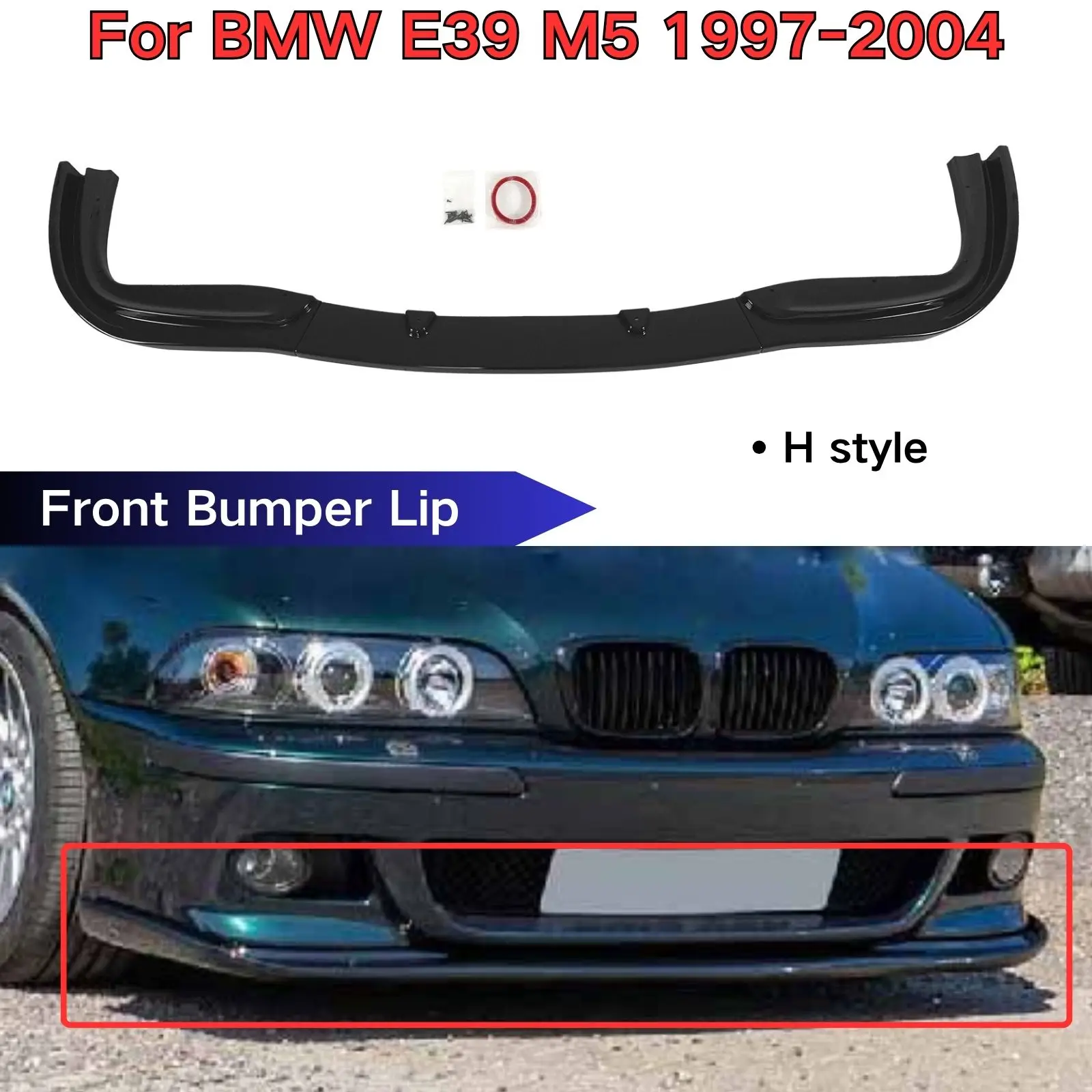 

Для BMW E39 M5 H Style 1997-2004 гг. Передний бампер для губ Автомобильные аксессуары Комплект кузова Спойлер Сплиттер Глянцевый черный 3 шт. Принт из углеродного волокна