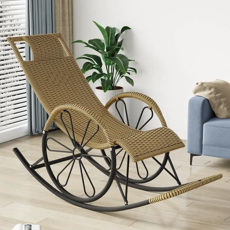 Erwachsene High-End-Schaukelliege für ältere Menschen, Freizeit, Balkon, Nickerchen, Haushalt, bequemer Rattanstuhl