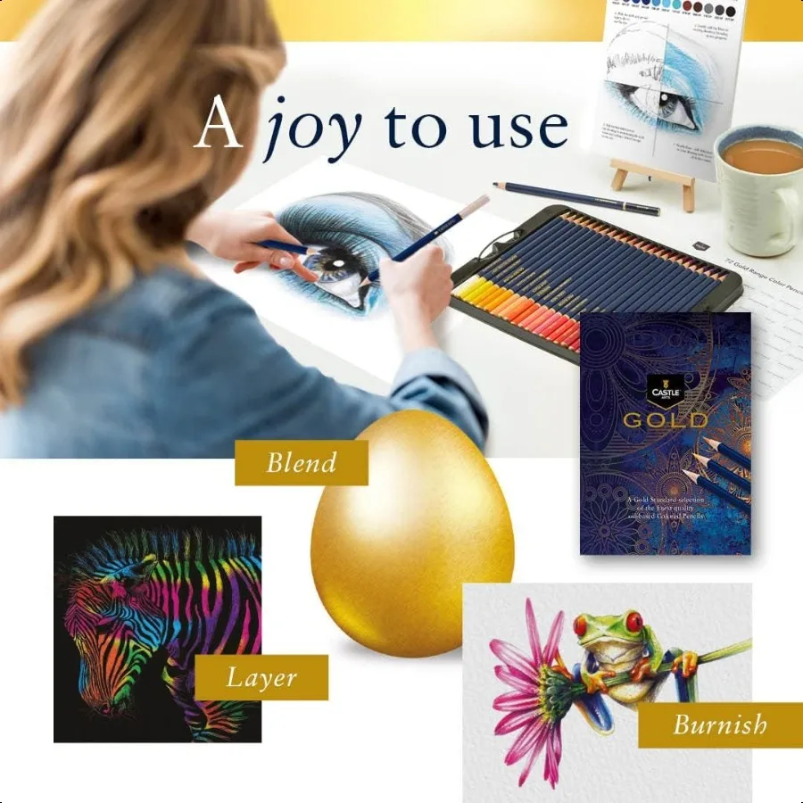 Set di 72 matite colorate Gold Standard Nuclei colorati a base di olio di qualità Resta più nitido Più forte contro la rottura per artisti adulti