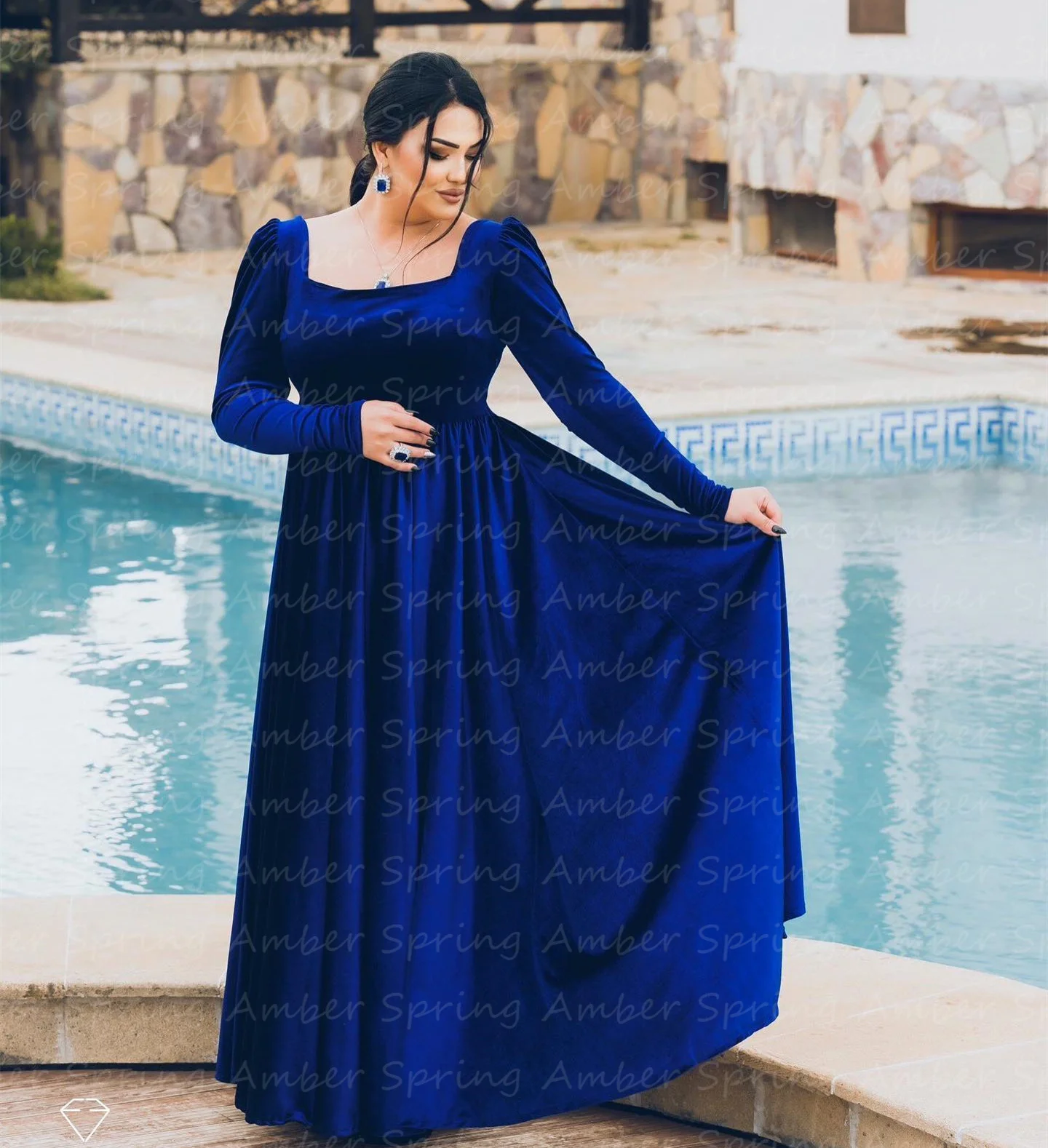 Customized Arabic Aso Ebi Evening Dresses 2024 Velvet Long Sleeves Women Formal Wedding Prom Gowns Met Gala Vestido De Noche