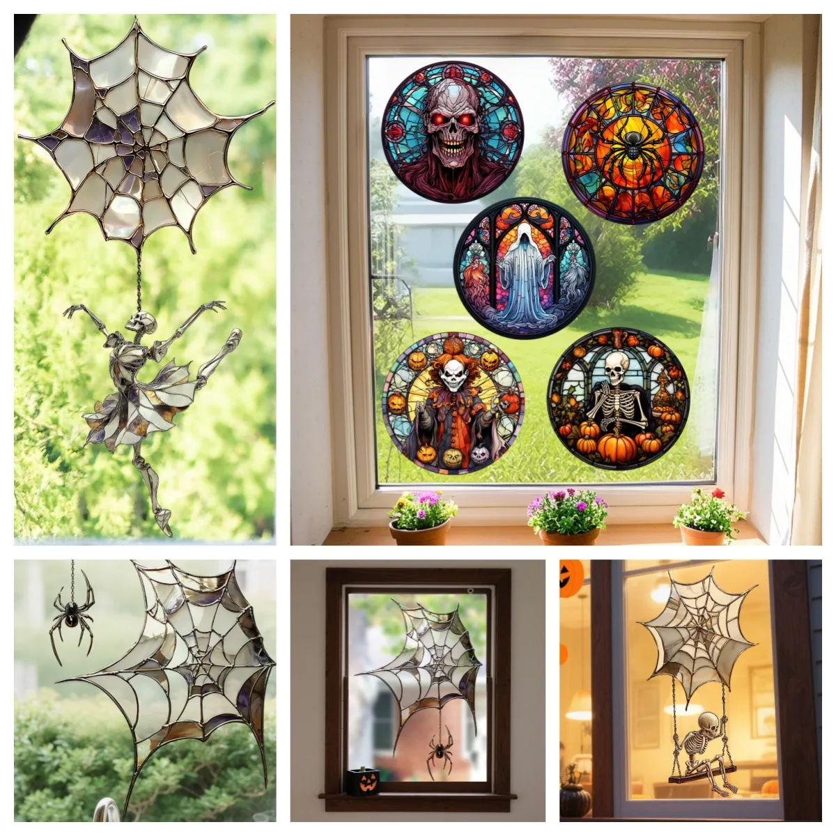 

New Halloween Spider Skull 3D Window Sticker Horror Element Festival Party Home Decoration Sticker