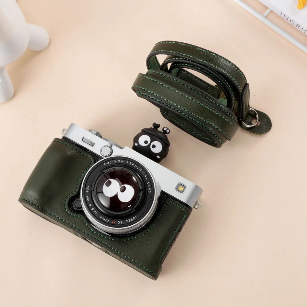 Kameratasche aus echtem Leder, halber Körper, Rindsleder, für FujiFilm XE5
